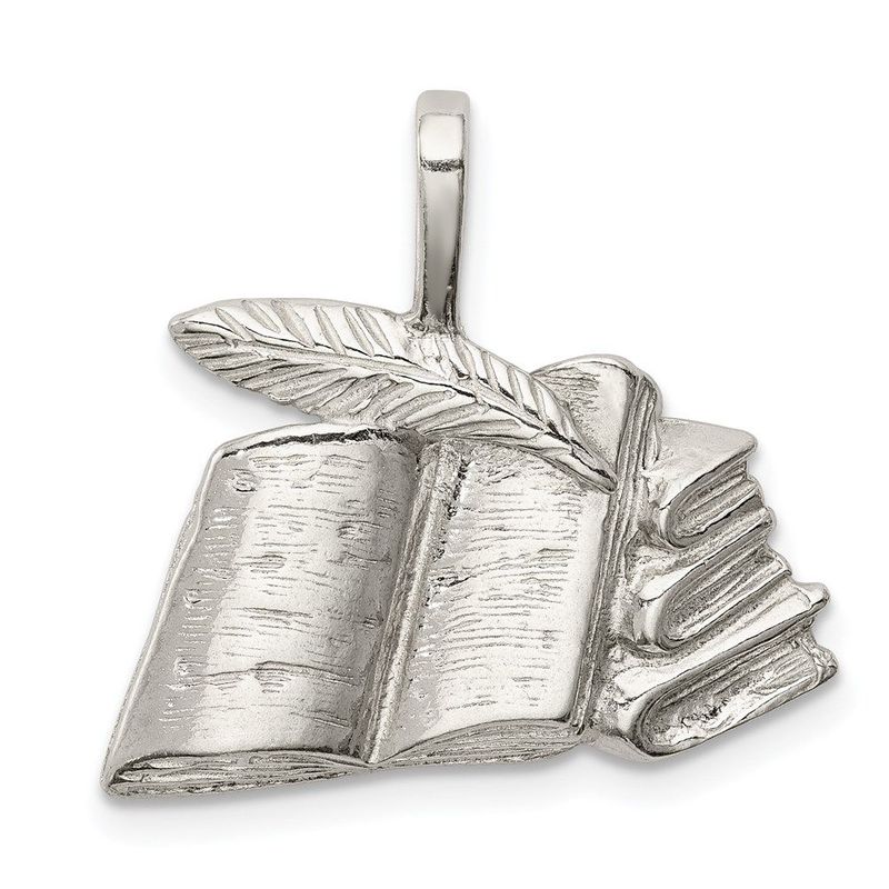 Sterling Silver Books With Quill Charm_voghion.com
