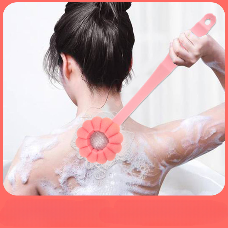 Children's Sponge Ball Long Handle Soft Bristle Brush Bath Scrubber Lazy Back_voghion.com