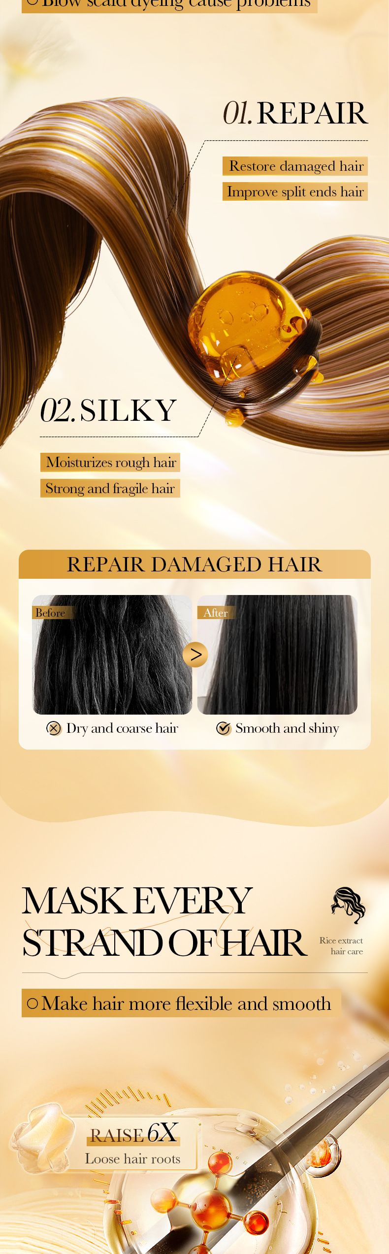 Haarmaske aus englischem Reisbrei 400 g BIOAOUA Glatter und flauschiger Conditioner_voghion.com