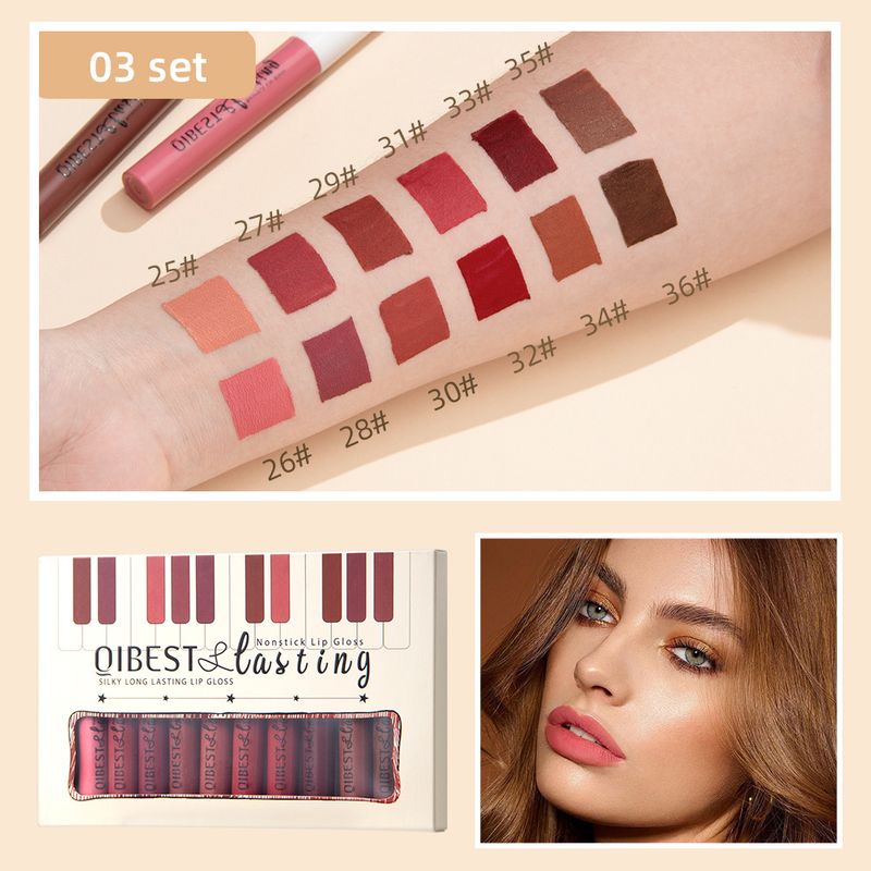 QiBest Staying Cup Lip Glaze Set Matte Mist Liquid Non fading Lipstick_voghion.com