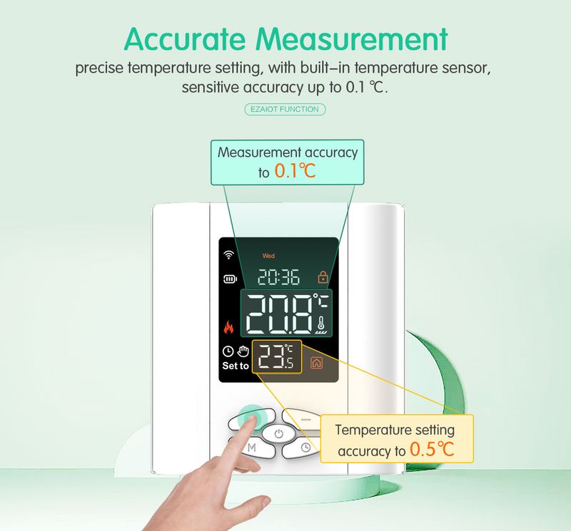 WiFi Heizthermostat Tuya Smart Temperaturregler Low Power Batterie Fir Gas Boiler funktionnéiert mat Alexa Google Home_voghion.com