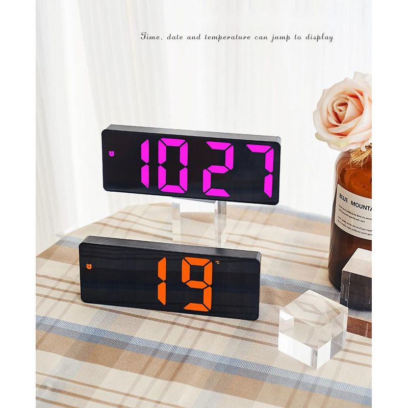 Orologio elettronico multifunzionale creativo colorato con grande schermo e sveglia per studenti con superficie a specchio multipla 0712_voghion.com