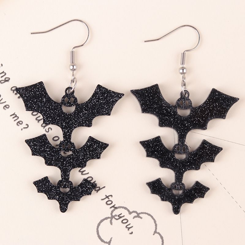 Nuovi orecchini pendenti lucidi colorati alla moda semplici e alla moda a forma di pipistrello di Halloween per le donne_voghion.com