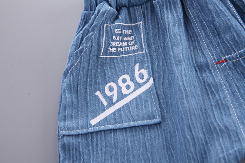 Children's thin men's lapel short sleeved summer casual children's single breasted shirt two-piece set_voghion.com