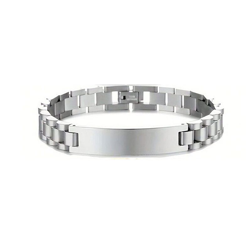 Kedja i rostfritt stål med böjt märkesgraverat klockarmband_voghion.com