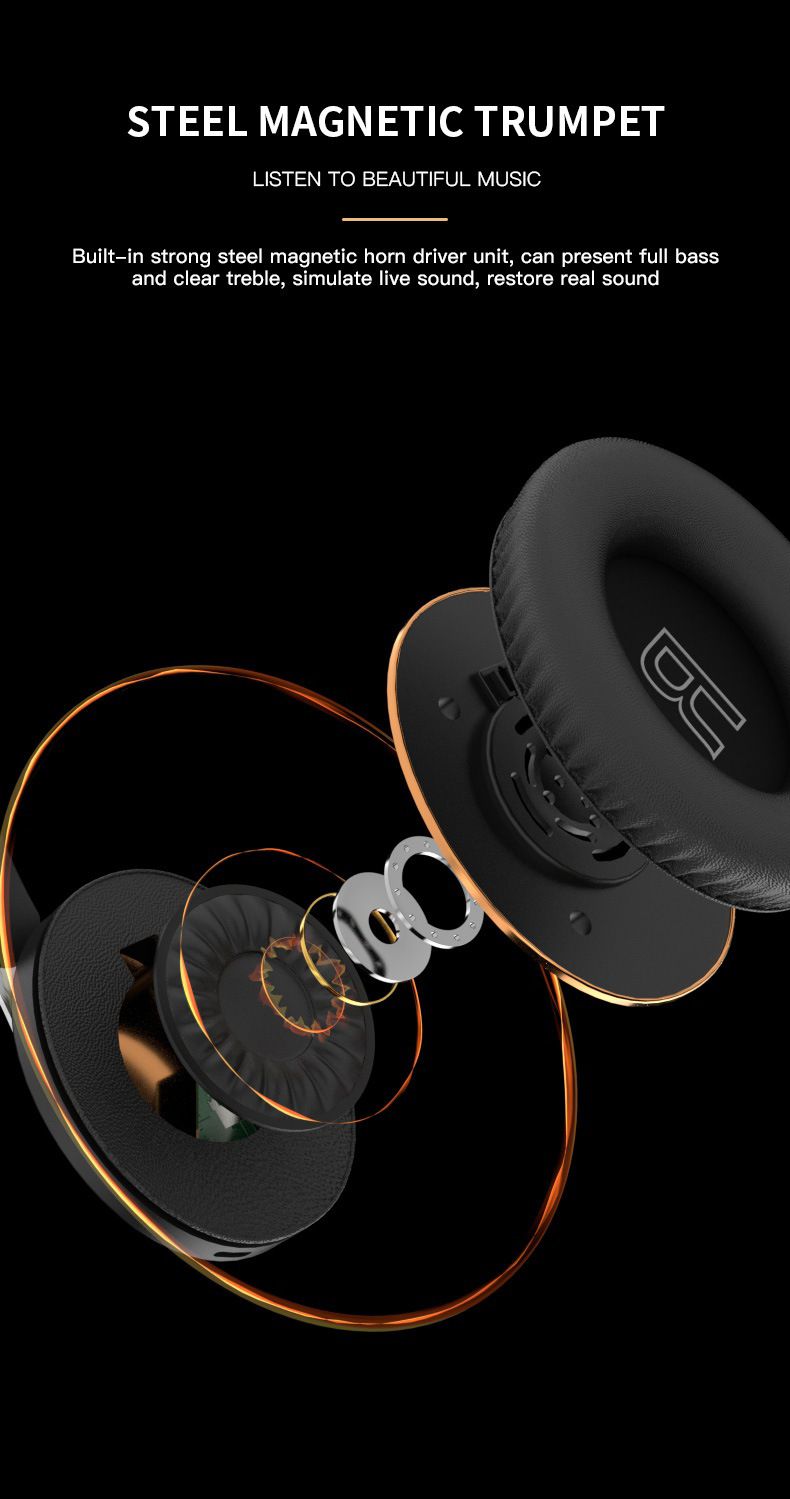 Nuove cuffie, bassi potenti, grandi paraorecchie, alta qualità del suono, cuffie Bluetooth, batteria a lunga durata_voghion.com