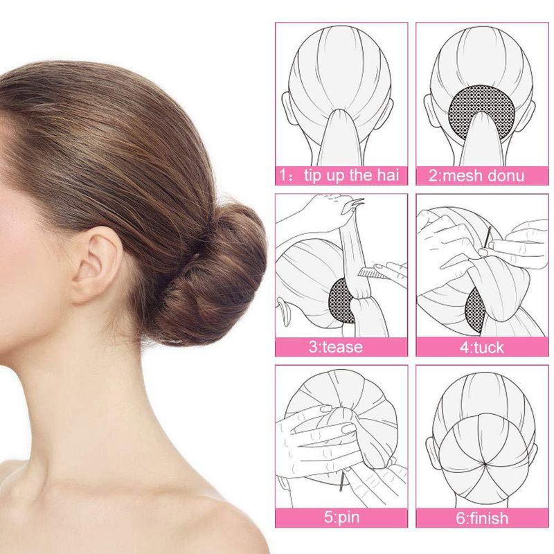 Set di strumenti per intrecciare i capelli con chignon, accessori per capelli, strumenti per intrecciare i capelli a forma di bocciolo di ciambella_voghion.com