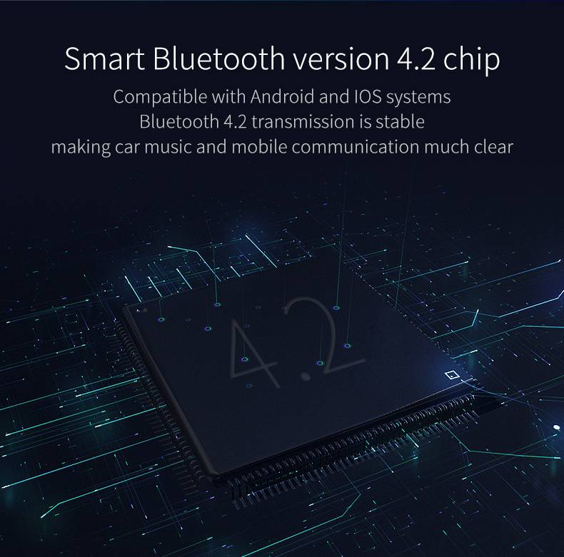 BC41 Bil Bluetooth: 4.2-versjon, Full Band, Musikkspiller, Håndfri telefoni, Dobbel USB-lading, 32 GB TF-kort, Tapsfri lyd_voghion.com
