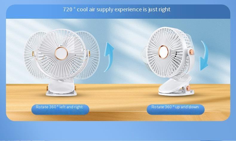 Ventilatore a clip con luce notturna - Ventilatore da scrivania ricaricabile tramite USB da 6 pollici (doppia modalità: a clip/con supporto, ultra silenzioso, perfetto per dormitorio e ufficio)_voghion.com