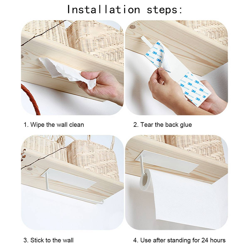 1Pcs Toilet Roll Holder Wall Mount Paper Punch Free Towel Bar Rack For Kitchen Bathroom_voghion.com