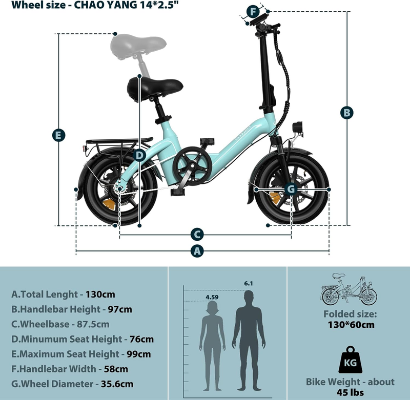 Bodywel T16 Pro 14″ Mini-Klapp-Elektrofahrrad, 250-W-Motor, 36-V-7,8-Ah-Akku, App-Unterstützung_voghion.com