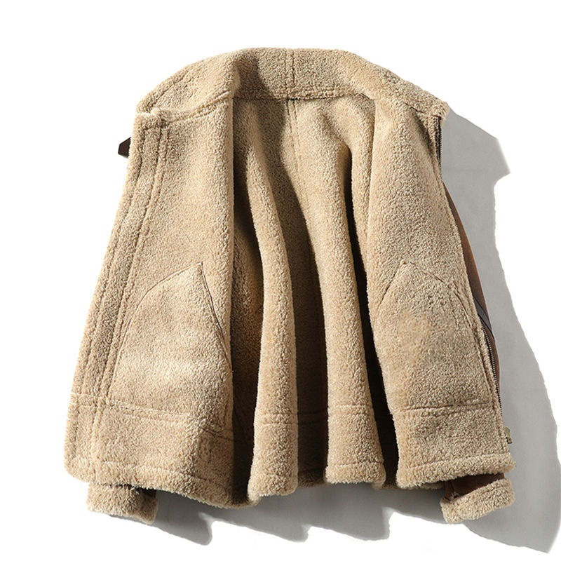 Vintage Suede-Look Bomber Jacket – Fleece-Lined Winter Coat For Men (Coffee Brown, S-XXXL)_voghion.com