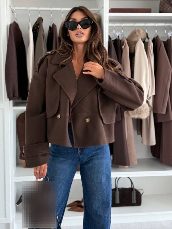 Eleganter kurzer Wollmantel für Damen – Slim Fit Langarm-Blazerjacke für Herbst und Winter in Unifarben (Khaki, Burgunderrot, Dunkelbraun)_voghion.com