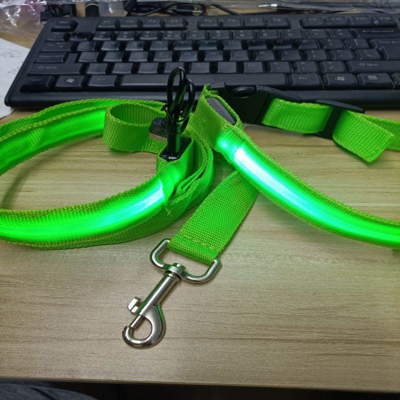 LED Pet Harness Light-Up / USB Flashing Light Leash Dog Rope_voghion.com