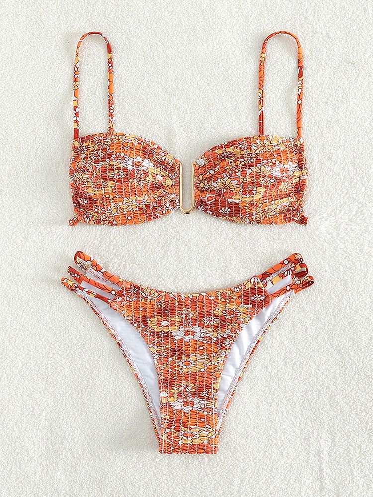 Neu Floral Mode Bikini Badeanzug Europäischen Und Amerikanischen Sexy U Förmigen Dreieck_voghion.com