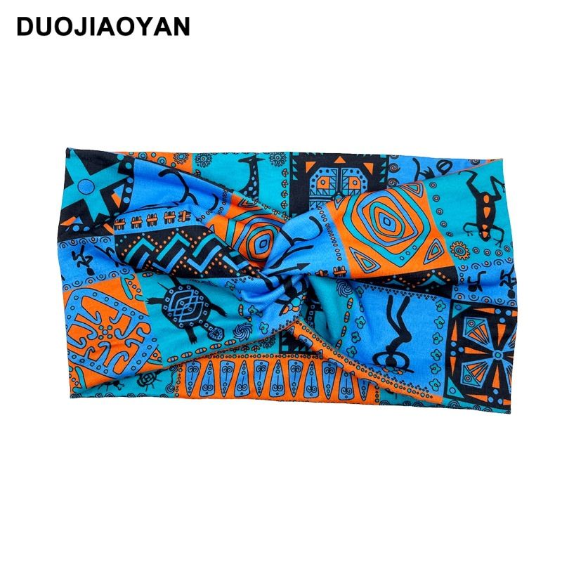 Spring and Summer New Style Knotted Cross Headband Bohemian Print Headband Elastic Headband Headband_voghion.com