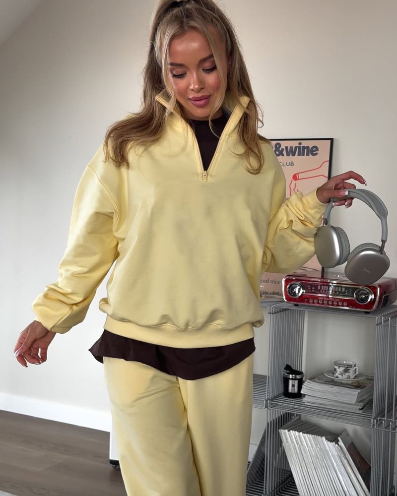 Completo da jogging con cappuccio oversize e coulisse - Completo casual streetwear in due pezzi in misto cotone (bianco, grigio, rosa, blu navy e_voghion.com