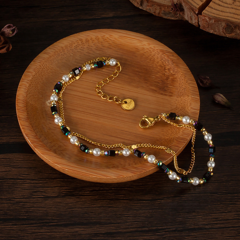 Naturstein-Accessoire/Zwillings-Elegantes Titanstahl-Armband für Damen_voghion.com