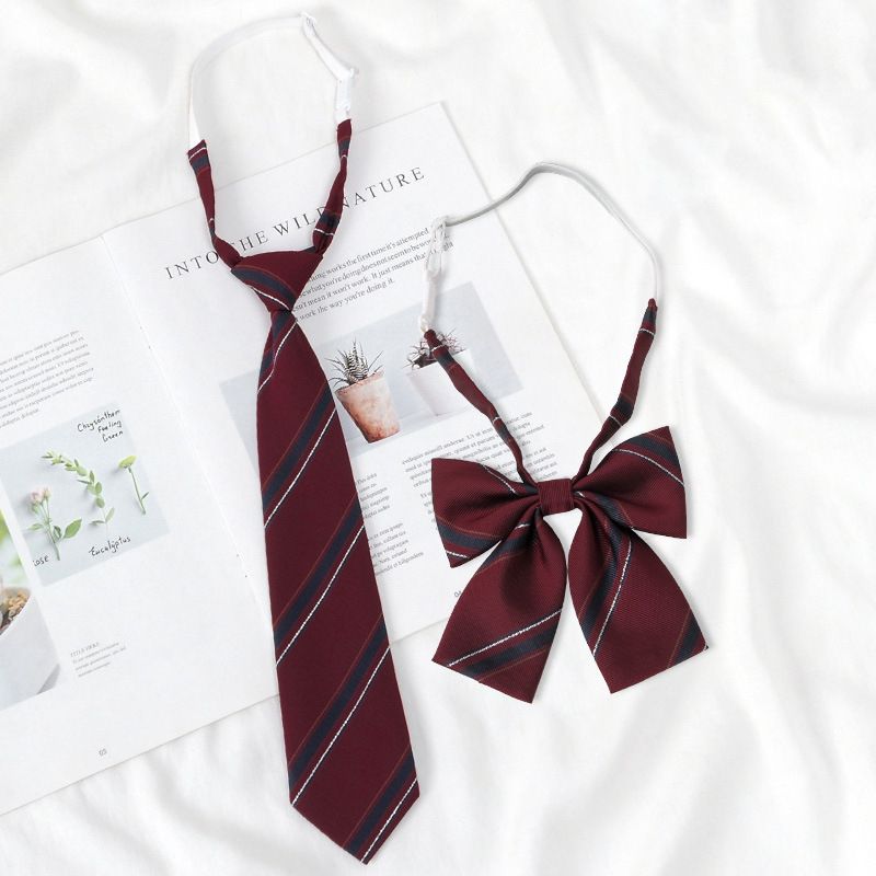 Cravatta da donna in stile college JK, stile college, a righe rosse, stile college ..._voghion.com