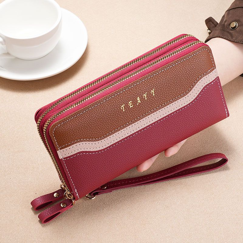 Women's Long Wallet, Clutch Bag, Color Matching, Large-capacity Double-layer Women's Wallet_voghion.com