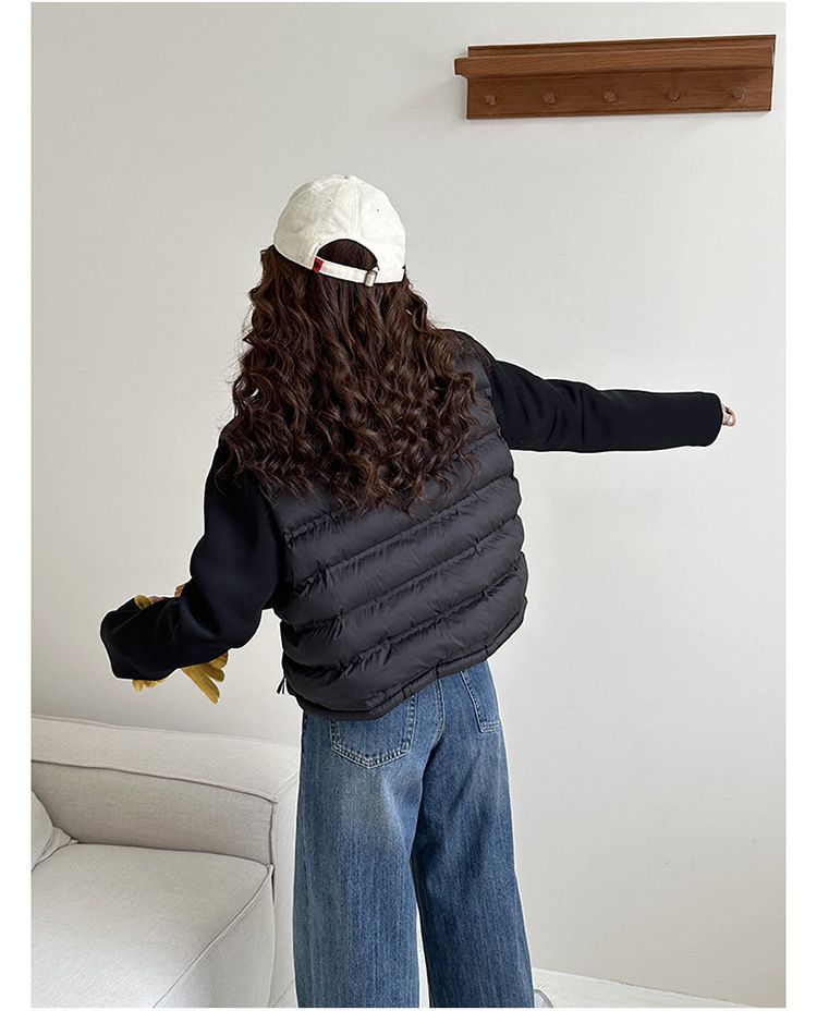 Women Down Cotton Jackets Autumn Winter Casual Patchwork Long Sleeve Quilted Coats American Style Female Short Warm Coats_voghion.com