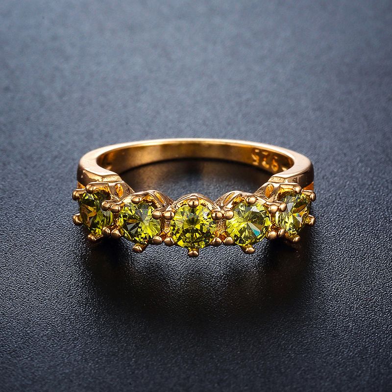Frauen Zirkon Neue Stil Ring Eine Reihe Beliebte Hand Kreative Olive Grün Schmuck_voghion.com