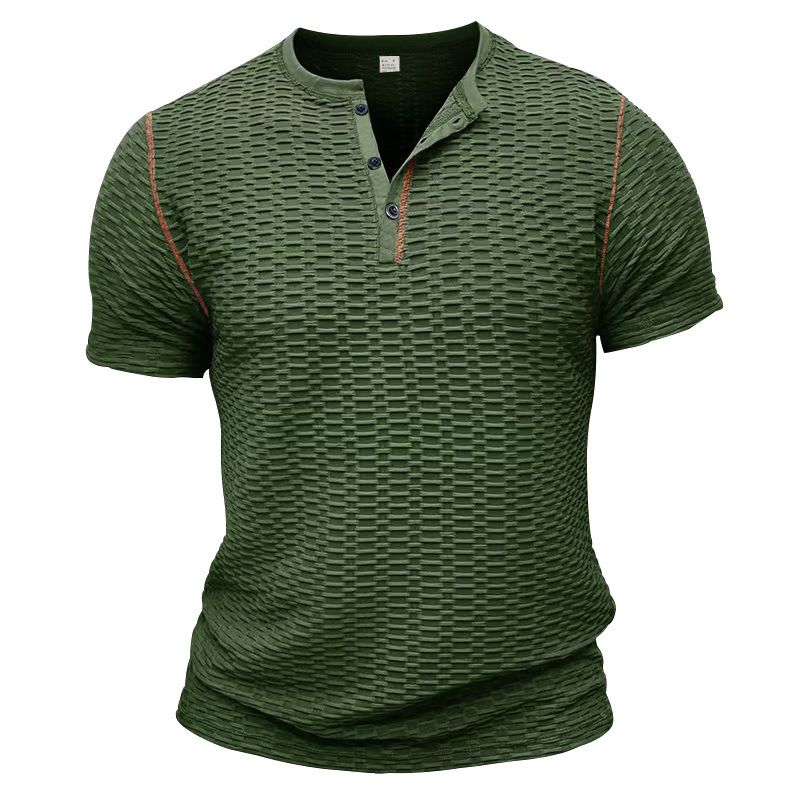 Unbeatable Quality Summer Sports Fitness Slim Fit Breathable Short Sleeved Muscle Henry Shirt Men's T-shirt_voghion.com