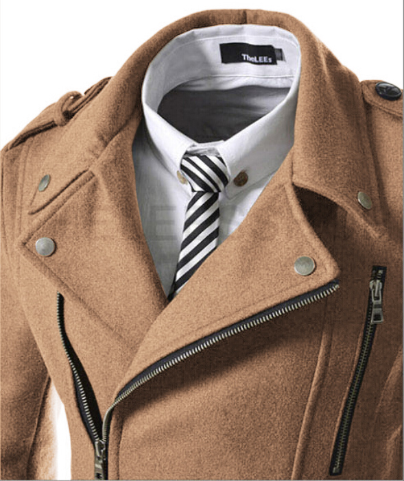 Winter neuer mittellanger, schmal geschnittener Windbreaker-Wollmantel für Herren im koreanischen Stil mit mehreren Reißverschlüssen_voghion.com