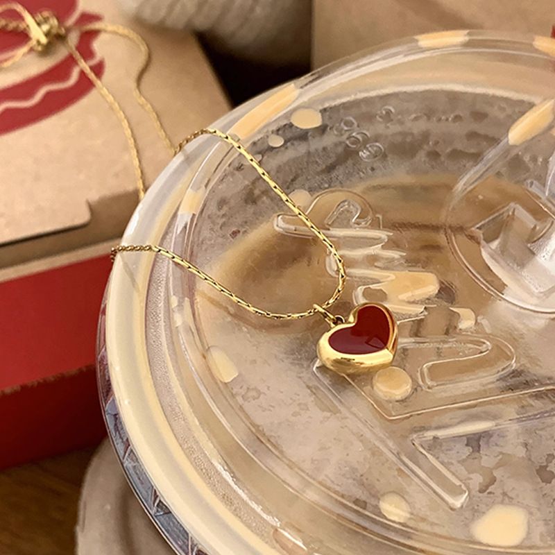 Collana a forma di cuore in acciaio al titanio, famosa su Internet, con un senso di lusso, semplicità, temperamento, clavicola_voghion.com