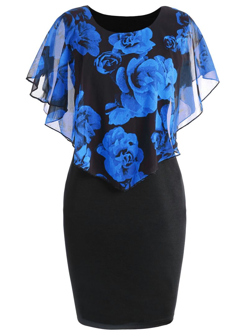 Abito 2022 con scialle stampato a rose, gonna snellente da donna, stile estivo, nuovo_voghion.com