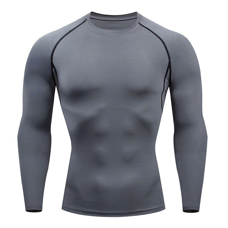 Maglietta a compressione ad asciugatura rapida da uomo, top da palestra ad alta elasticità con scollo rotondo, set da 7 colori per corsa e fitness_voghion.com