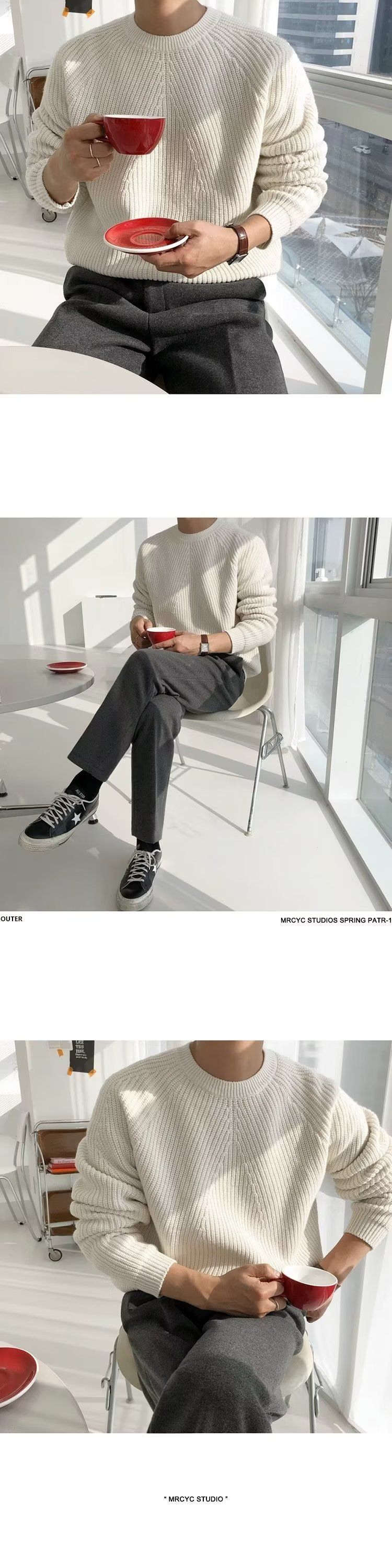 Knitted Sweater Men's Solid Color Business Suit Inner Layer Base Shirt Lazy Loose Trendy_voghion.com