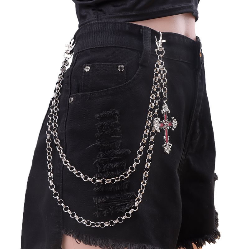 Fashionable And Versatile Chain Accessories, Personalized Cross Pendant, Double-layer Pants Chain, Unisex, Hip-hop_voghion.com