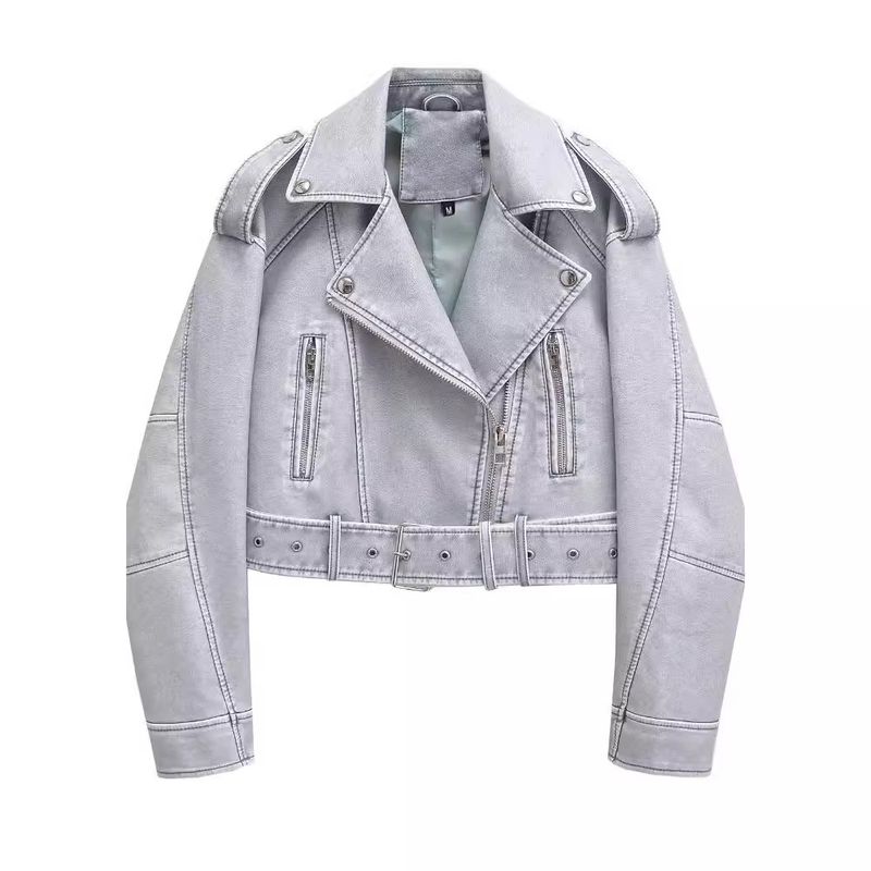 Giacca da motociclista in pelle lavata, nuova moda da strada per donna, autunno_voghion.com