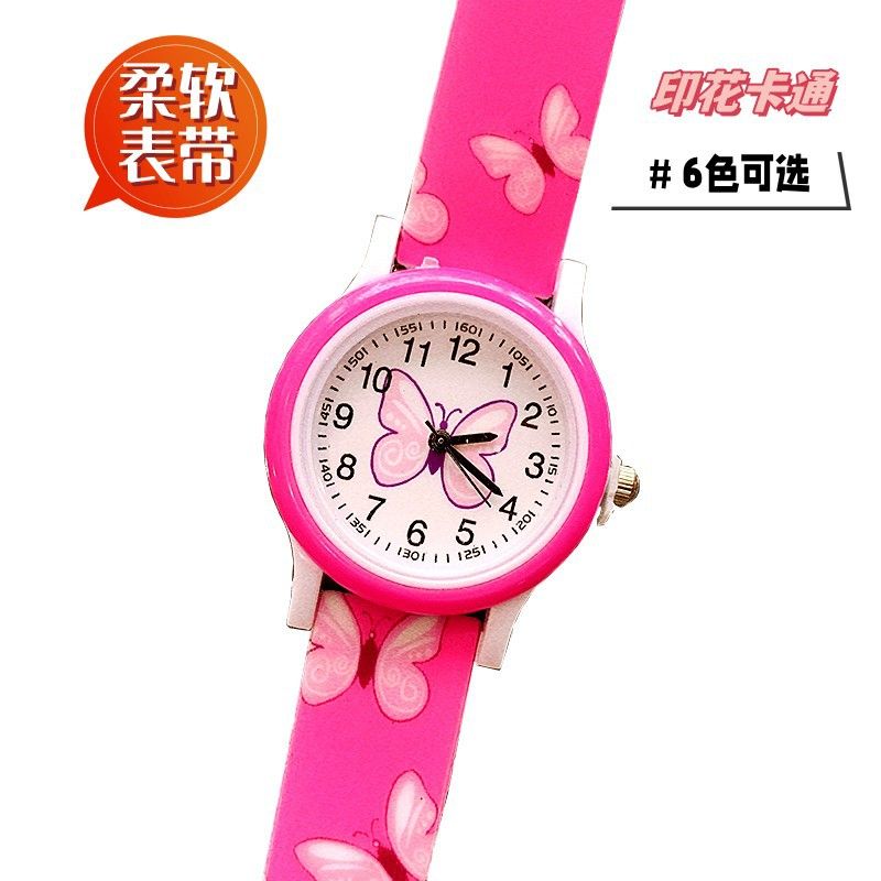 Butterfly Print Silicone Band Children's Watch For Girls Cute Cartoon Quartz Wristwatch_voghion.com