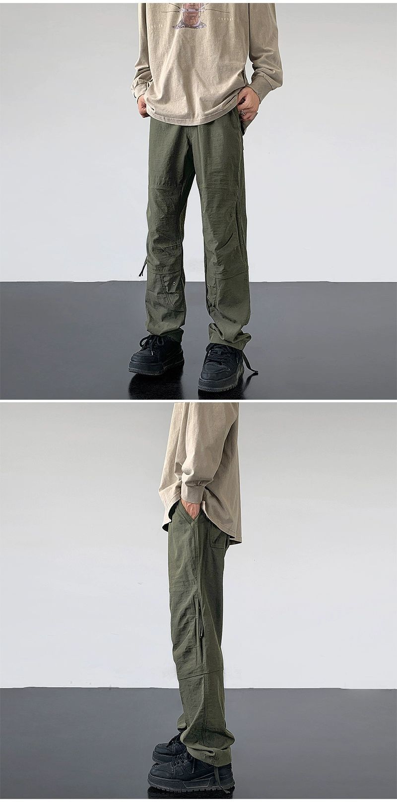 001 American Style Military Green Cargo Men, Autumn Waterproof Functional Tactical Pants With Side Zipper Mesh For Hiking_voghion.com