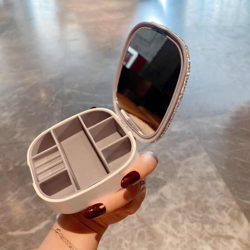 Elegant Paper Jewelry Organizer With Mirror - Dustproof Multi-Compartment Box For Earrings, Rings & Necklaces (Lightweight, Travel-Friendly)_voghion.com
