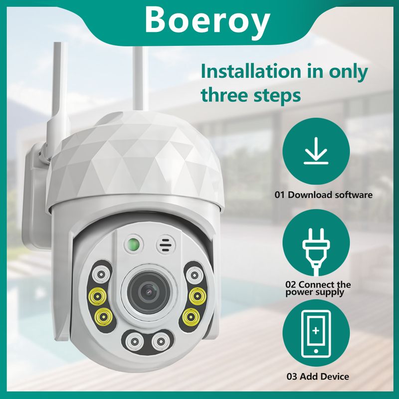 V380 Pro 2MP HD Utendørskamera Mer LED-lys Sikkerhet WiFi Vanntett Støvtett Smarthjem Nattsyn Telefonapp_voghion.com