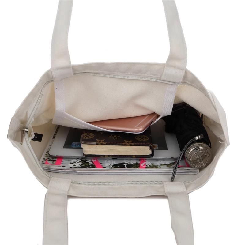 Bolsa casual INS Literária Simples Grande Capacidade Estilo Coreano Bolsa de Ombro Único de Lona para Mulheres Estudante Chique_voghion.com