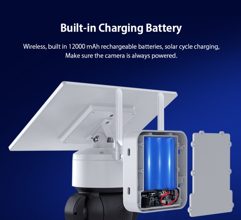 Telecamera ad energia solare, WiFi wireless, sfera di monitoraggio a colori per esterni ad alta definizione e a basso consumo_voghion.com