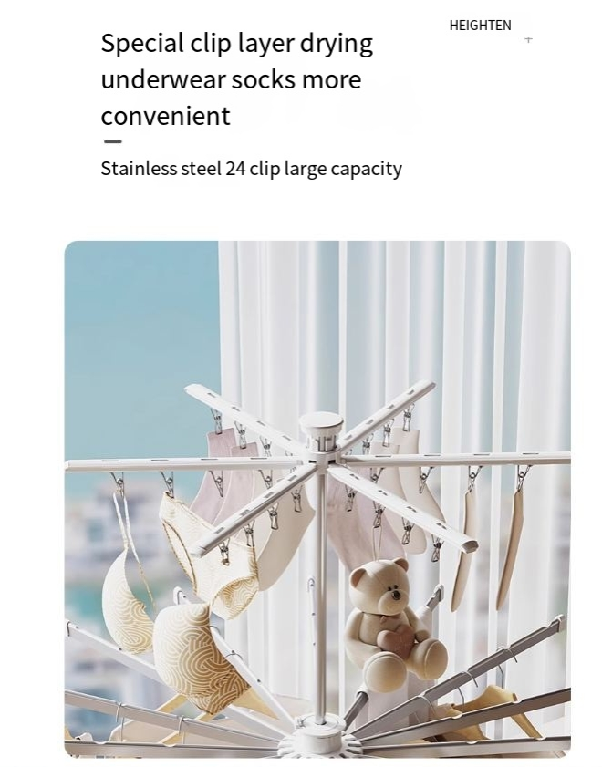 Skládací sušák na prádlo Octopus, stojan na prádlo, balkon, domácí, dvouvrstvý, vnitřní, neviditelný sušák na prádlo, sušák na prádlo, tyč na sušení prádla_voghion.com