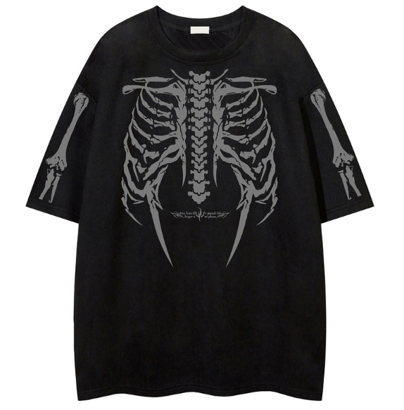 Herrenbekleidung Dreizehn Linien T-Shirt Männer 2025 Sommer Neue Produkte Ins Schädeldruck Wildleder Pfirsichleder Rundhals Kurzarm Jugend_voghion.com