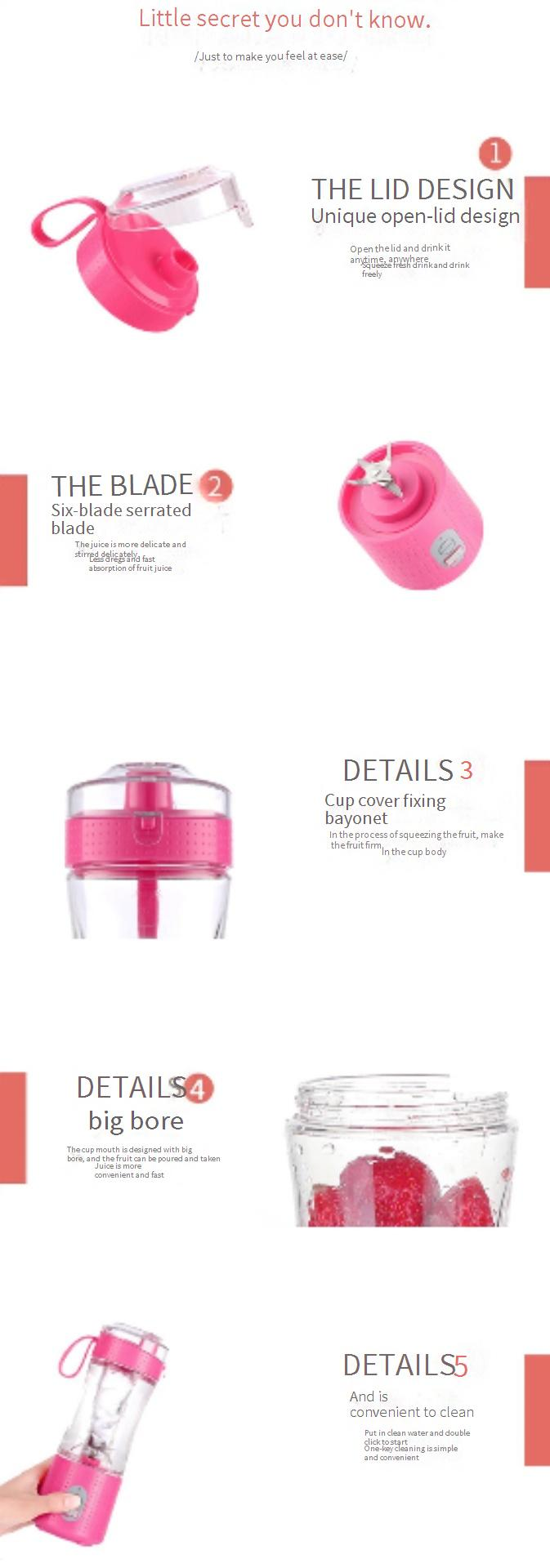 Exprimidor eléctrico inalámbrico para electrodomésticos de cocina, mini exprimidor pequeño, exprimidor de carga, exprimidor portátil_voghion.com