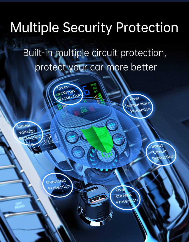Trasmettitore FM Bluetooth 5.3 BC86: chiamate in vivavoce, ricarica rapida, assistente vocale_voghion.com