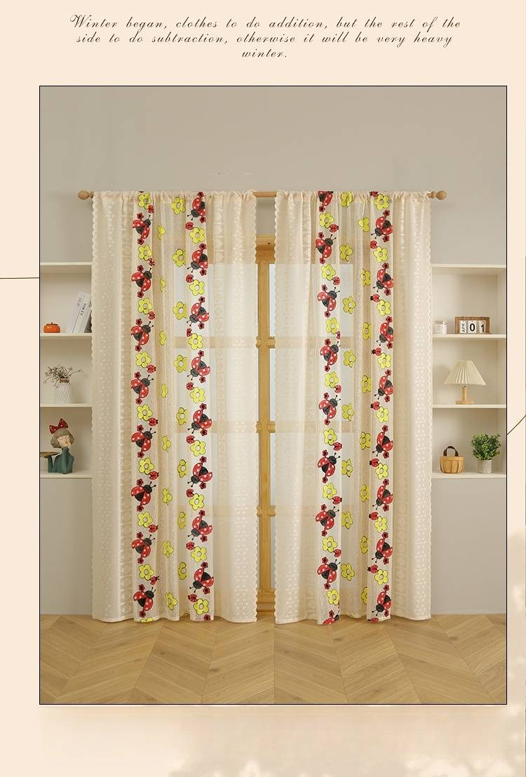 Tende trasparenti ricamate a farfalla in stile francese - Tende in voile color crema per camera da letto e soggiorno (filtrano la luce, elegante decorazione per la casa)_voghion.com