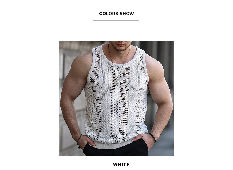 Herrenbekleidung Neuer Hohlstrickpullover Ärmellose Herrenweste Slim Strickweste Herrenweste_voghion.com