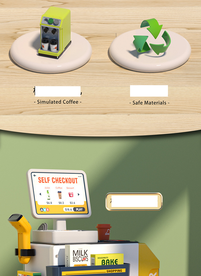 Nueva máquina expendedora de supermercado simulada, máquina de café, caja registradora, refrigerador de simulación, tres en uno, juguetes para niños, venta al por mayor_voghion.com
