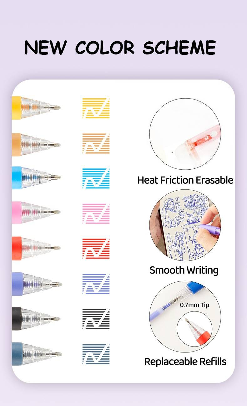 Ensemble de stylos gel effaçables S902 - 36 couleurs vives, pointe fine de 0,7 mm, écriture fluide, encre à séchage rapide, idéal pour le dessin, l'esquisse et la prise de notes des enfants_voghion.com
