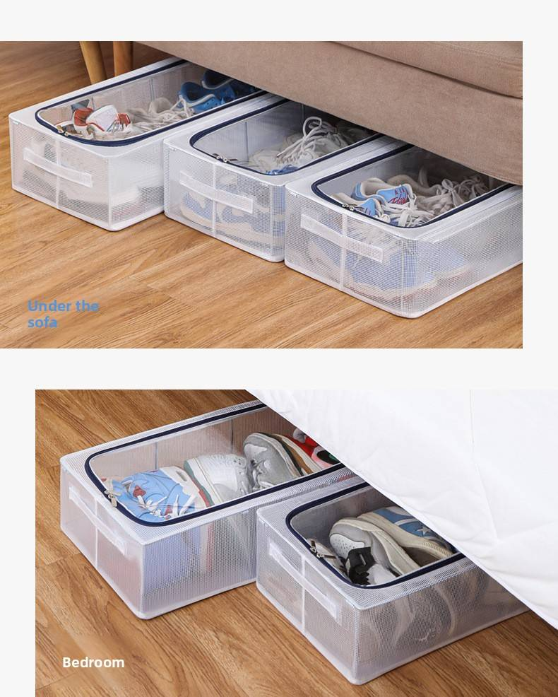 Foldable PVC Shoe Storage Box With Reinforced Steel Frame - Dustproof & Moisture-Resistant Closet Organizer For Sneakers & Accessories_voghion.com