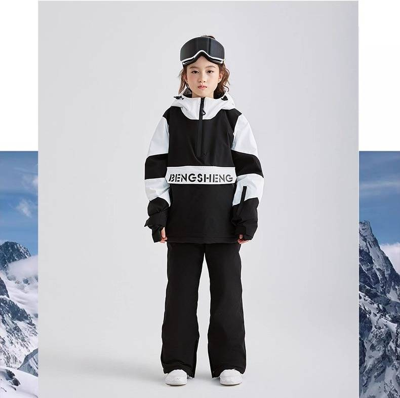 Kids' Waterproof Ski Suit Set – Winter Snow Jacket & Pants For Boys & Girls, Windproof & Thermal Skiing Outfit (Black & White Panda Design)_voghion.com